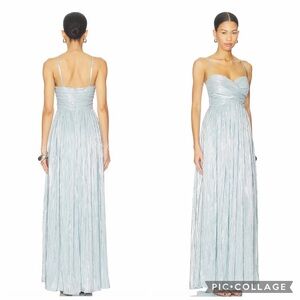 Lovers and Friends Small Ashley Gown in Dusty Blue Metallic